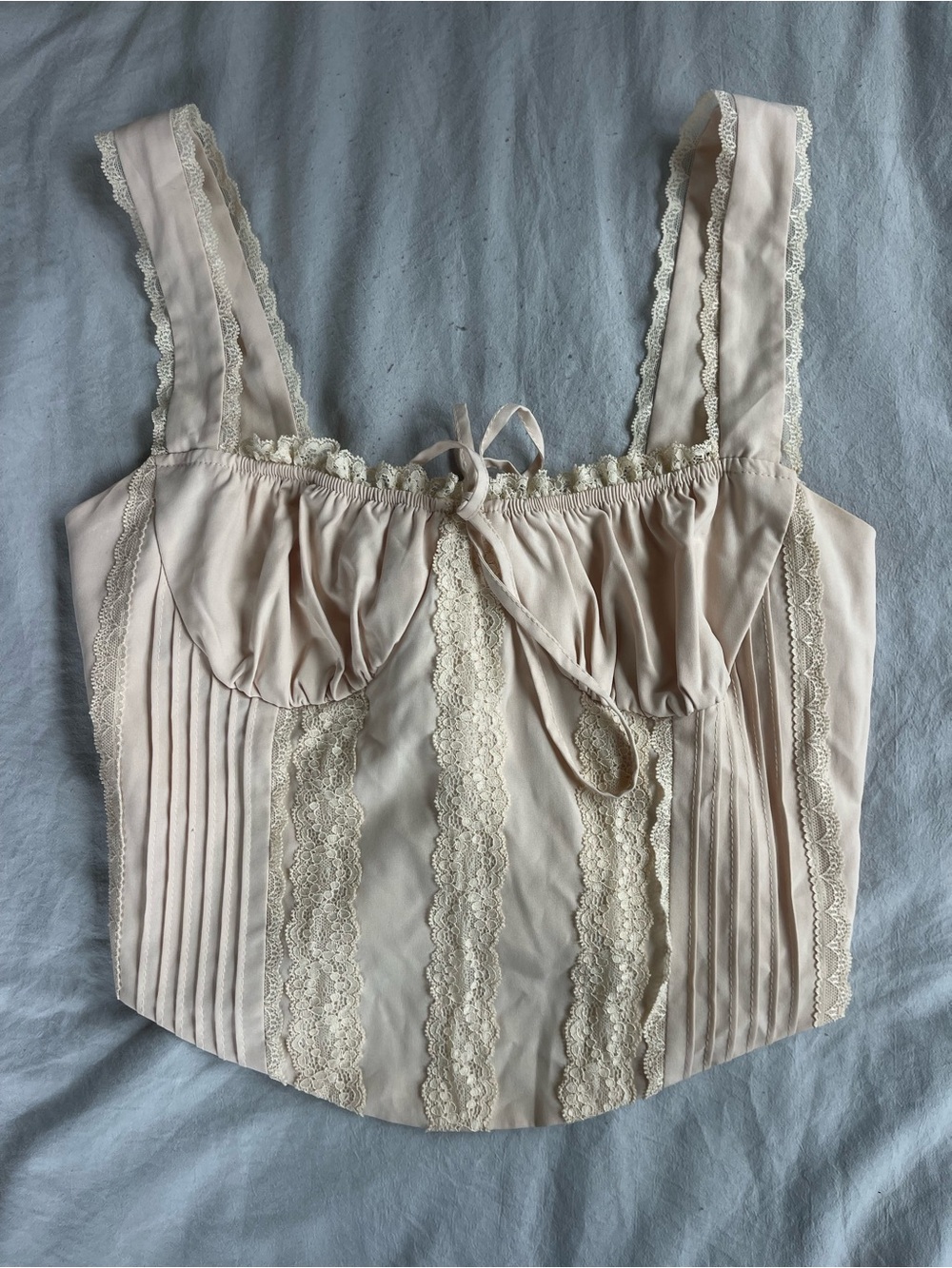 Delicate Lace-Trimmed Bustier in Soft Blush